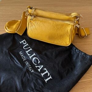 Pulicati Mustard Yellow Crossbody Double Bag